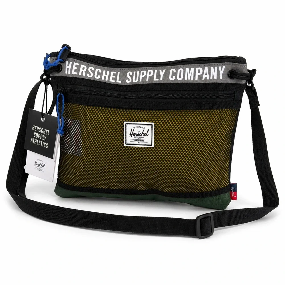 Herschel Supply Co Alder Crossbody Bag Yellow Mesh Olive Black Unisex NWT